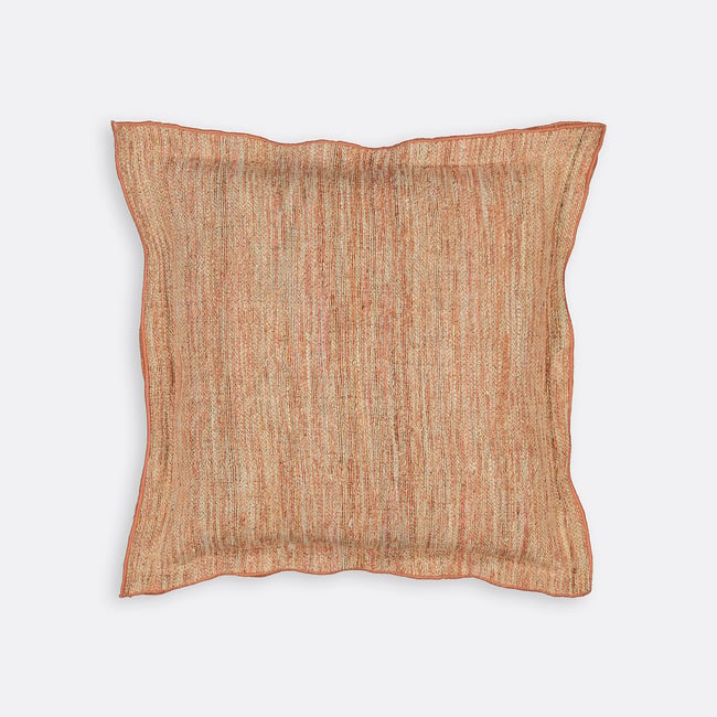 Housse de coussin en coton, lin et soie, Marciana caramel <span itemprop=