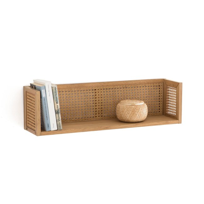 Etagère murale chêne et cannage, Waska Couleur chêne <span itemprop=