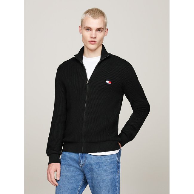 Slim Fit Cardigan with Zip Fastening, black, TOMMY JEANS