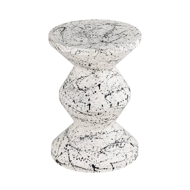 Table d'appoint, bout de canapé, table de chevet acier émaillé, motif moucheté Ø33 x H 47cm ZINA - SWEEEK