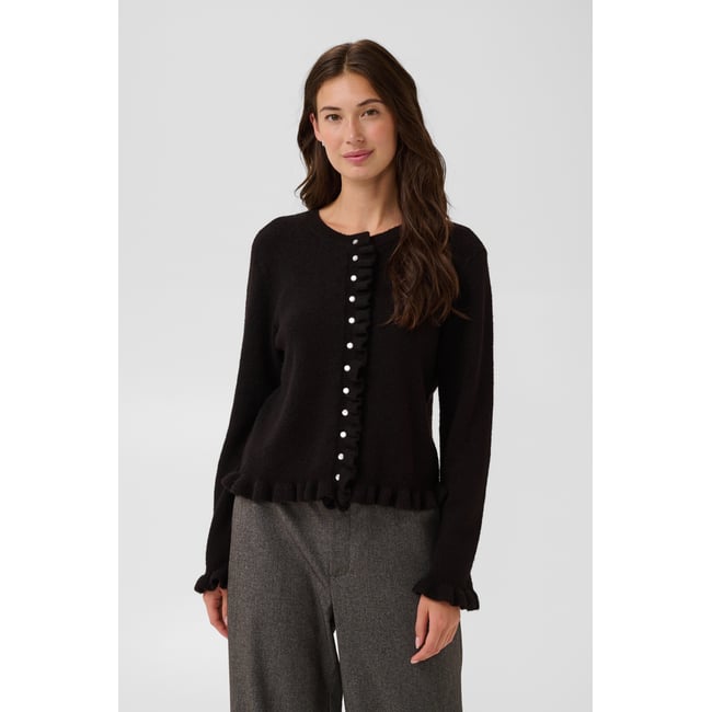 Cardigan manches longues marron coffee bean melange <span itemprop=