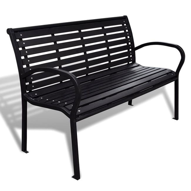 Banc de jardin au style industriel noir <span itemprop=