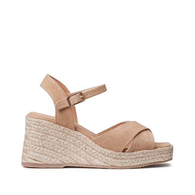 Espadrilles compensées en toile Thea beige <span itemprop=