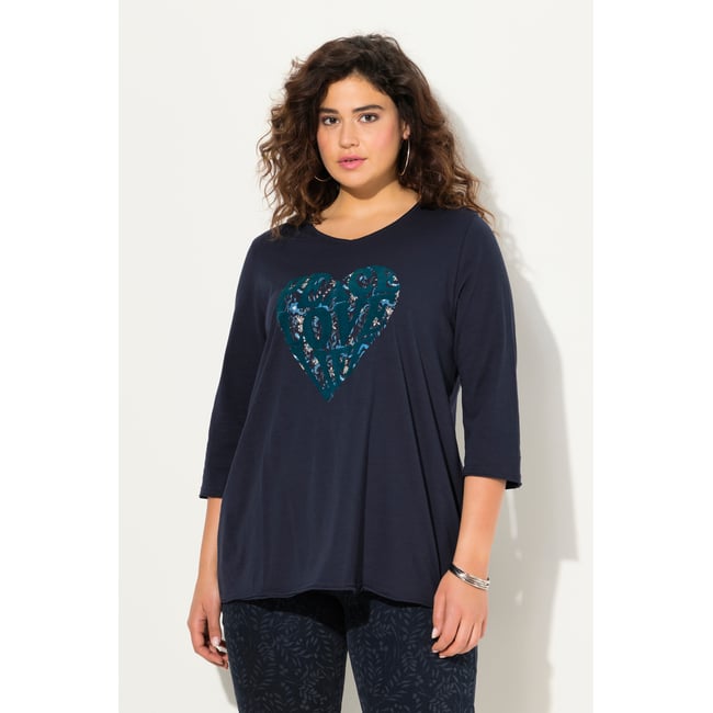 T-shirt col en V et manches longues. Motif marine <span itemprop=