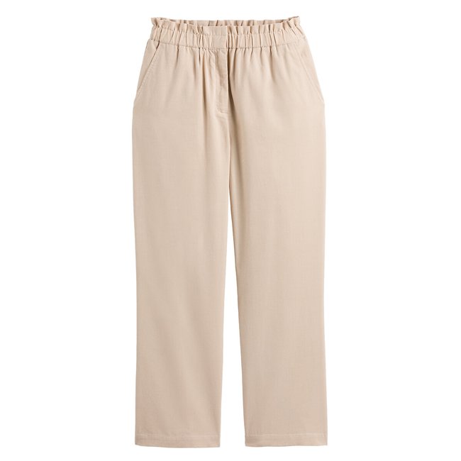 Weite Cordhose mit hohem Bund ecru <span itemprop=