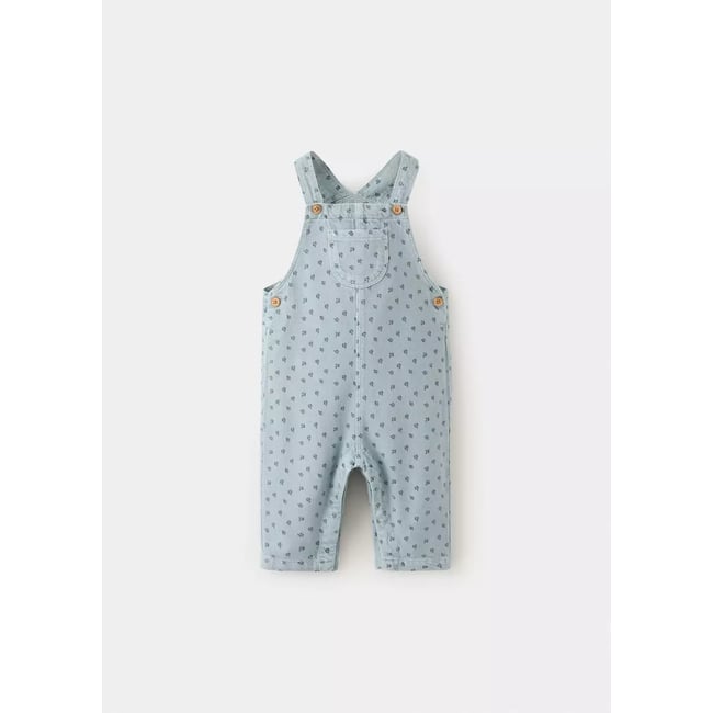 Salopette en jean imprimé fleuri bleu <span itemprop=