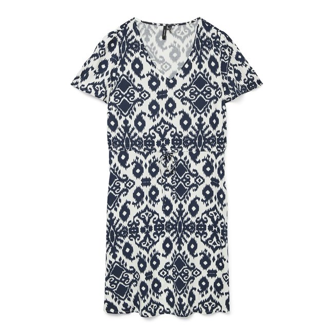 Robe imprimée, manches courtes col V - VERO MODA