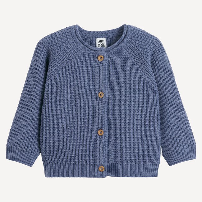 Baby Grobstrick-Cardigan mit rundem Ausschnitt blau <span itemprop=