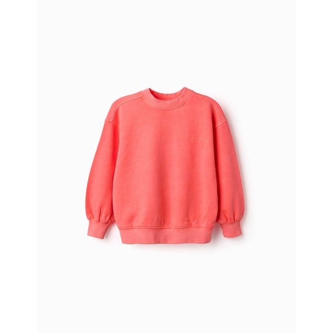 Sweat en coton avec épaules tombantes corail clair <span itemprop=