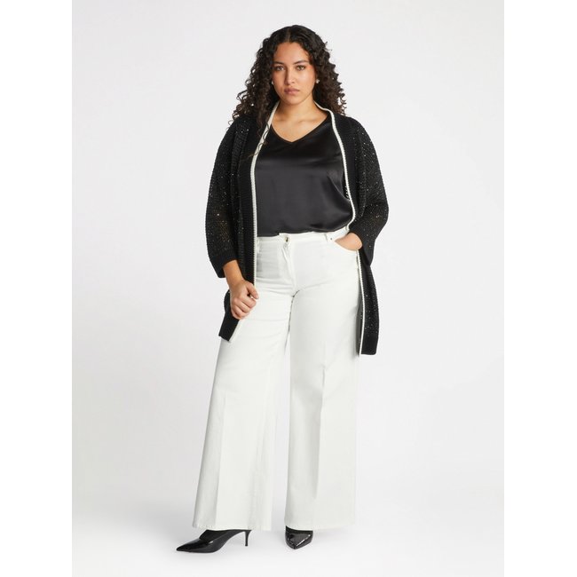 Long cardigan en maille résille avec micro-paillettes noir <span itemprop=