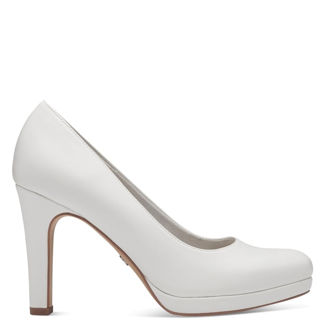Escarpin talon bloc blanc nature <span itemprop=