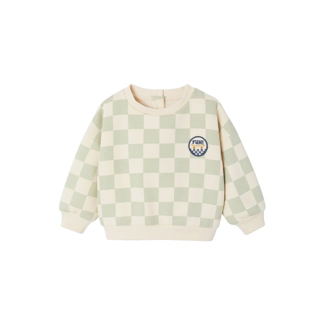 Sweat manches longues vert sauge <span itemprop=