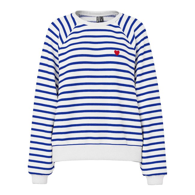 Sweat rayé, motif cœur - PIECES