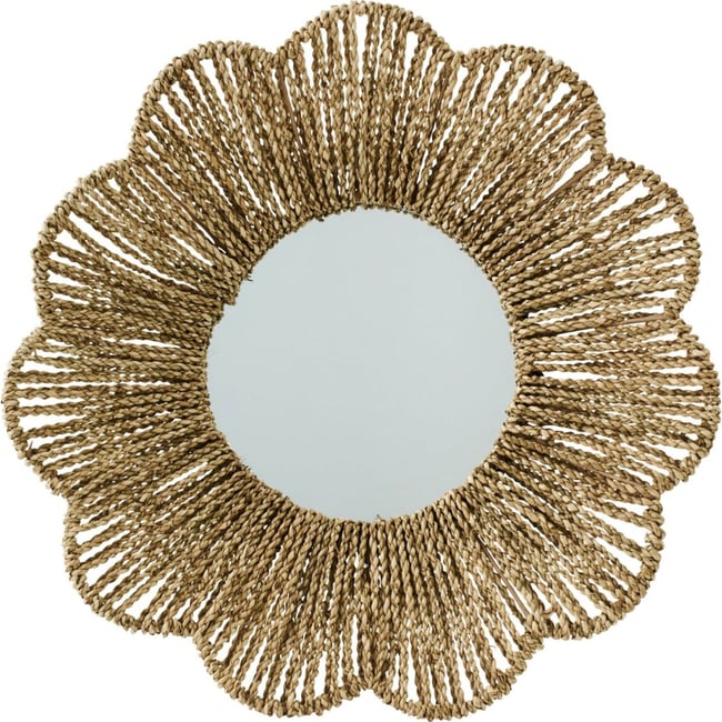 Miroir mural fleur en jonc de mer Couleur naturel <span itemprop=