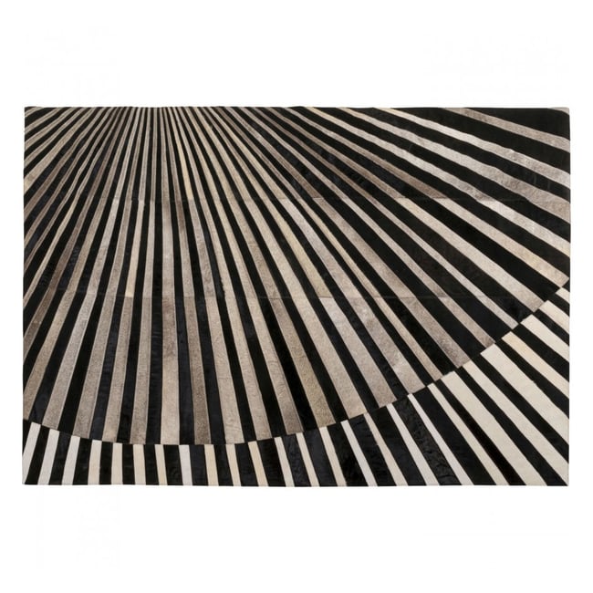 Tapis en cuir lignes en rayon, VENTAGLIO Couleur gris <span itemprop=