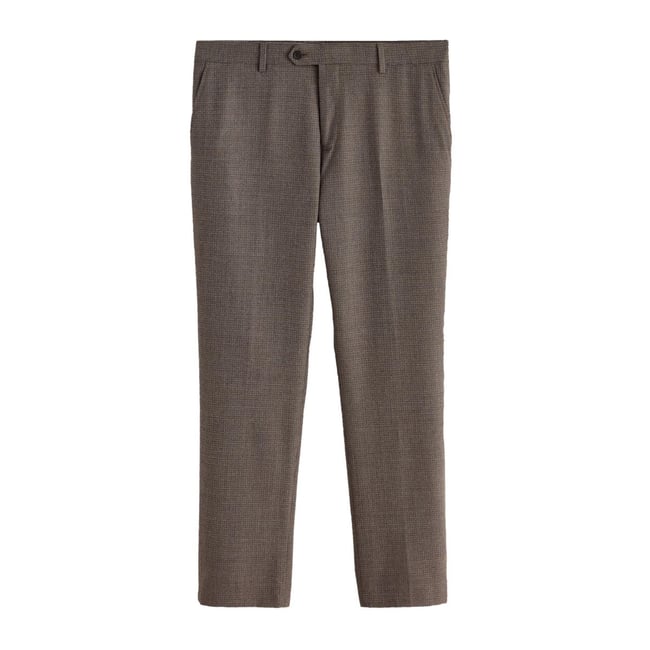 Pantalon de costume slim laine pied-de-poule signature marron <span itemprop=