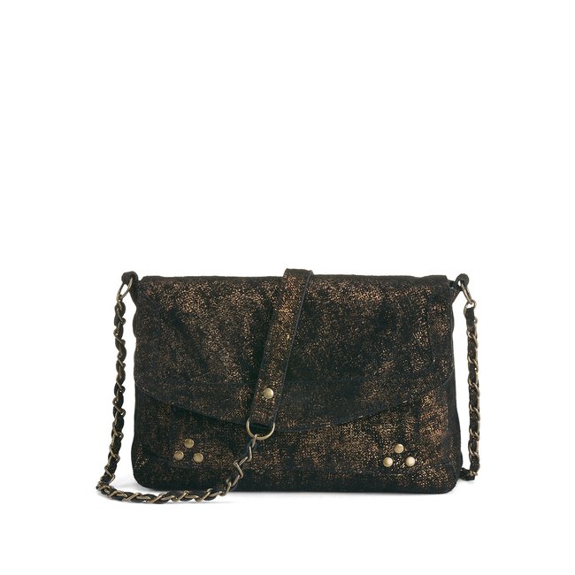 Neta leather crossbody bag dark brown Pieces La Redoute