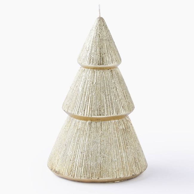 Bougie sapin, H18XD9cm, en cire Couleur dore <span itemprop=