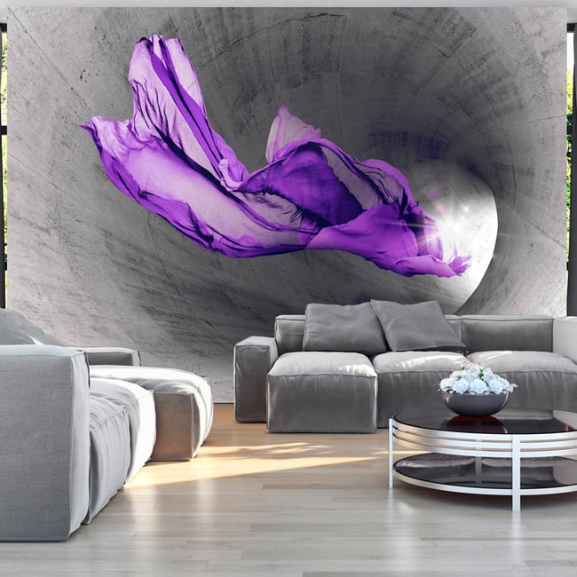 Papier peint intissé panoramique Abstractions Purple Apparition Couleur gris / argent <span itemprop=