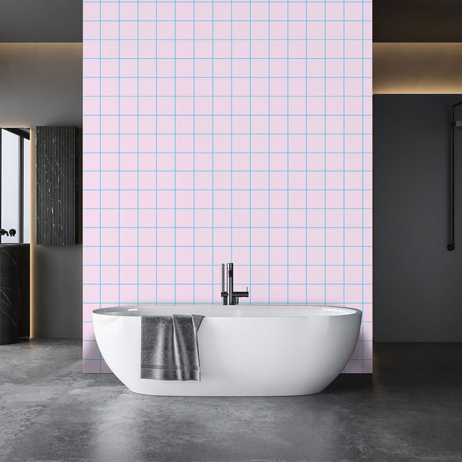 Papier peint carreaux roses pastel Couleur intissé <span itemprop=
