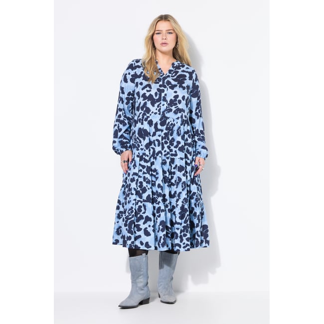 Robe maxi imprimé léopard bleu clair <span itemprop=