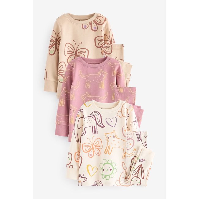Pyjamas imprimés manches longues, lot de 3 - NEXT