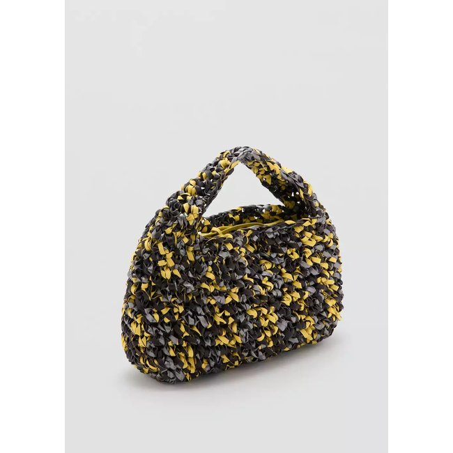 Sac à main fait main en cuir tressé citron vert <span itemprop=
