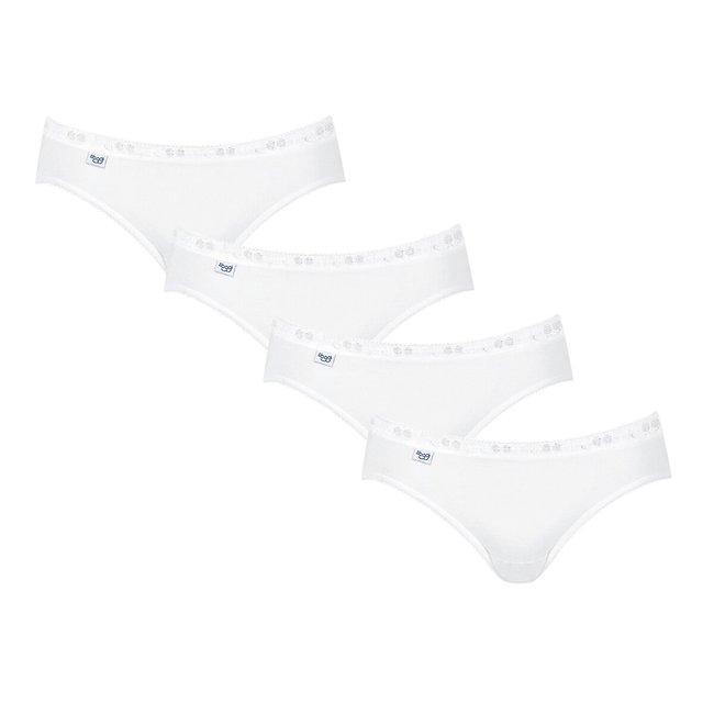 Pack of 4 Basic Mini Knickers, white, SLOGGI