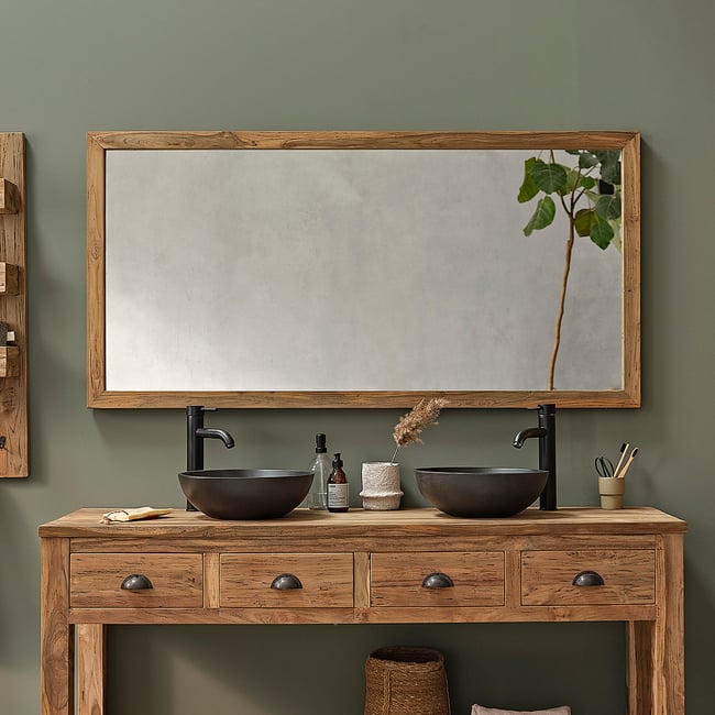 Miroir en teck massif recyclé 160x80 cm  AUSTIN Couleur naturel <span itemprop=