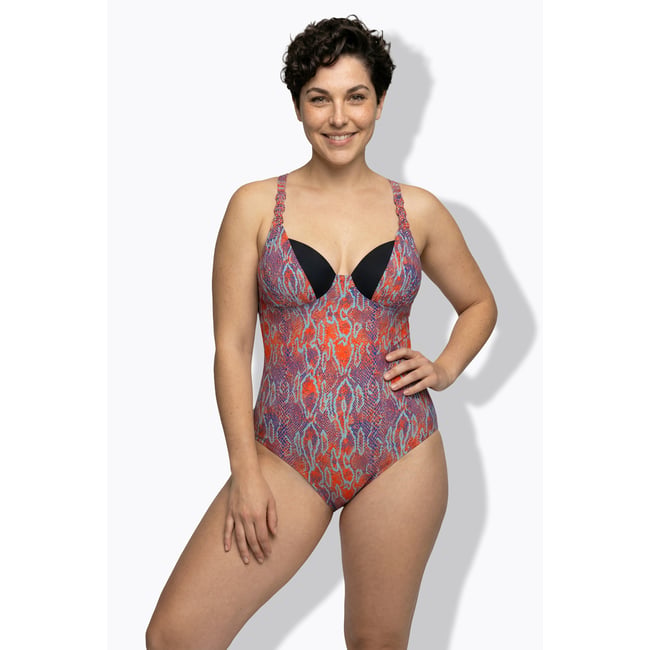 Maillot de bain avec armatures et coques orange <span itemprop=