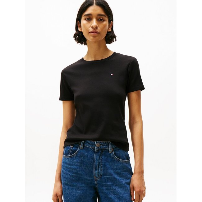 T-shirt de mangas curtas com gola redonda preto  <span itemprop=