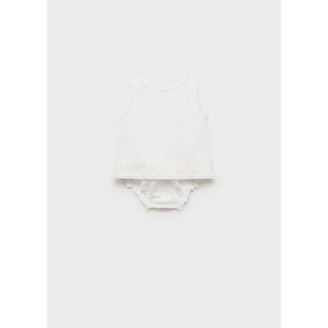 Robe et culotte détails brodés blanc cassé <span itemprop=