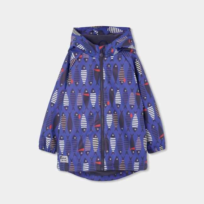 Imperméable imprimé poissons à capuche multicolore <span itemprop=