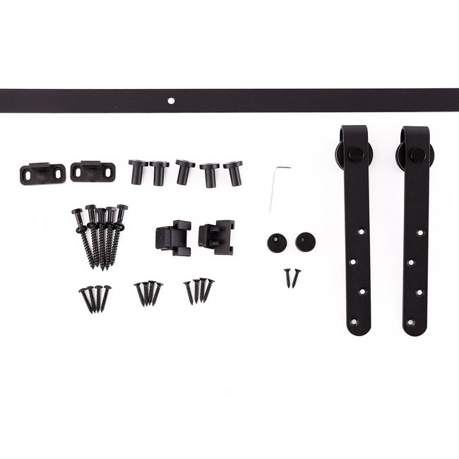 Kit de porte coulissante système galandage acier noir Couleur noir <span itemprop=