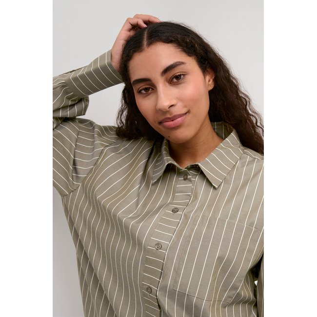 Chemise à manches longues KAjerrie marron, blanc rayures brown melange, white stripe <span itemprop=