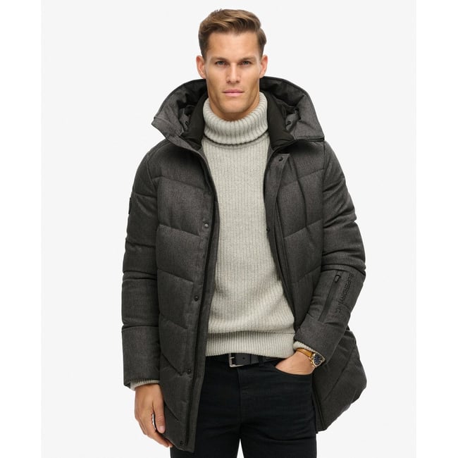 Manteau rembourré à chevrons City chevron gris <span itemprop=