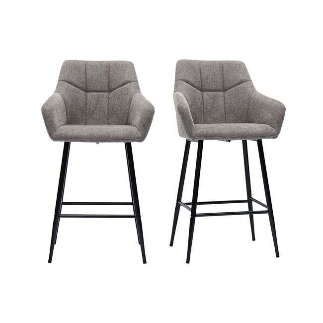 Tabourets de bar avec sièges matelassés H65 cm (lot de 2) MONTERO Couleur gris <span itemprop=