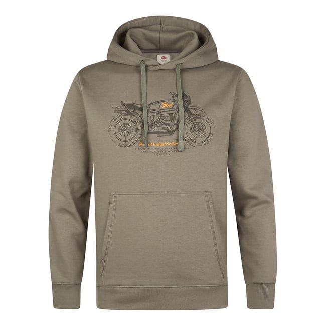 Sweat à capuche vert kaki <span itemprop=
