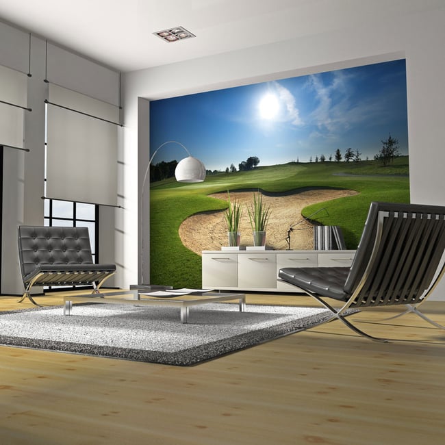 Papier peint intissé panoramique Hobby Terrain de golf Couleur beige <span itemprop=