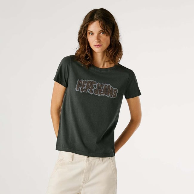 T-Shirt Avec Logo En Strass - PEPE JEANS