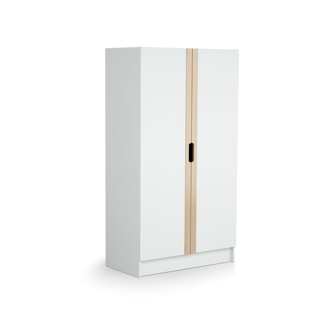 Armoire enfant 2 portes en bois CARROUSEL Couleur blanc et hêtre <span itemprop=
