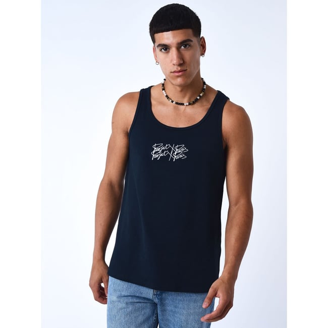 Débardeur Brodé Goobi Coton - Taille XL, Bleu, Neuf Avec étiquettes