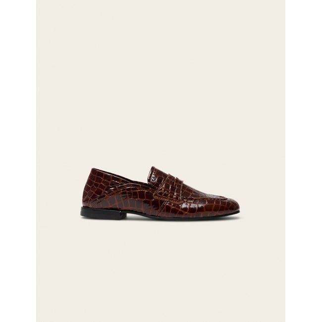 Mocassins GEMA cuir croco marron <span itemprop=