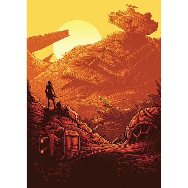 Papier peint Komar - Star Wars Jakku Star Destroyer - 200 x 280 cm Couleur orange <span itemprop=