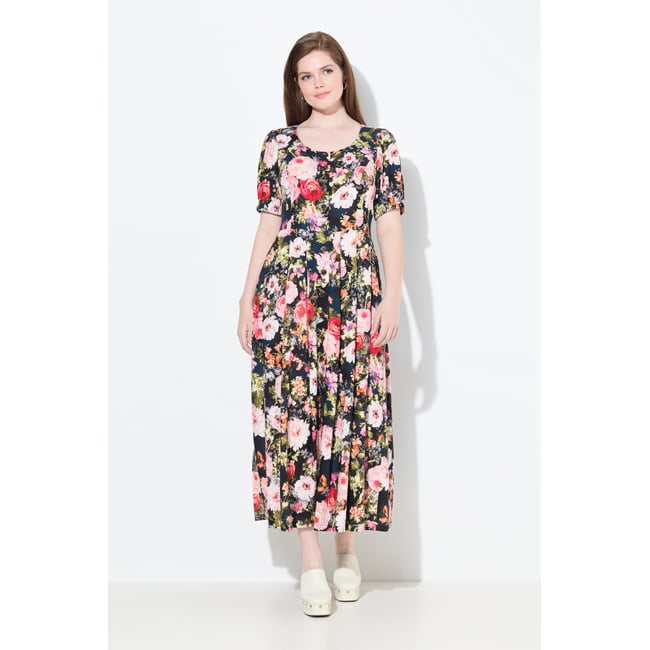Robe maxi à fleurs menthe clair <span itemprop=