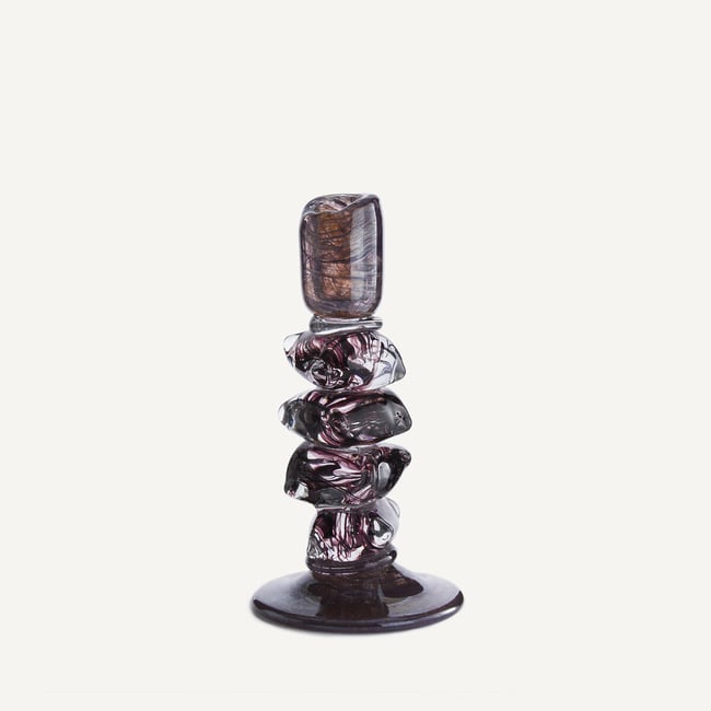 Qimera Candlestick in Hand-Blown Glass H23cm burgundy AM.PM