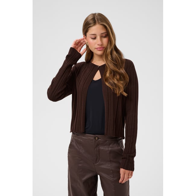 Cardigan à tricot marron java <span itemprop=
