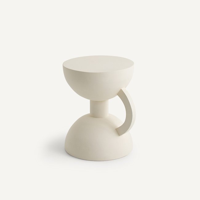 Bout de canapé en manguier peint, Elouan Couleur blanc ecume <span itemprop=