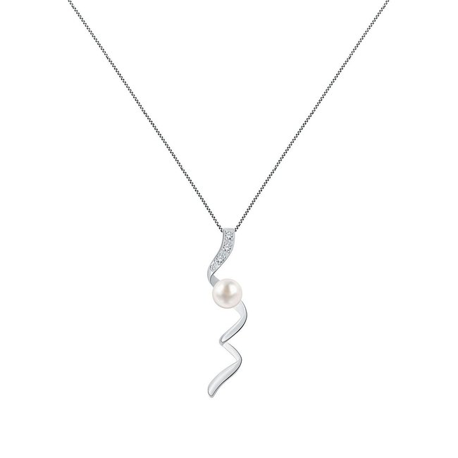 Collier en argent 925 et perle de culture argent et blanc <span itemprop=