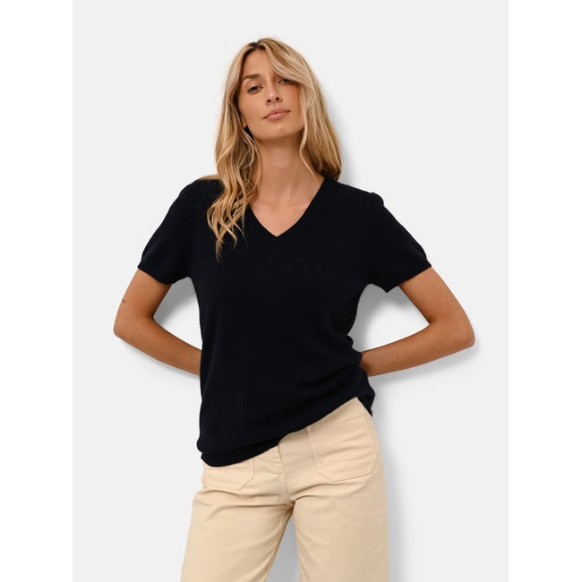 T-Shirt Col V Navy Glamis bleu foncé <span itemprop=